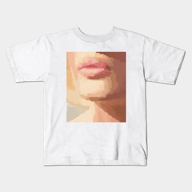 Pixel Art (pale pink lips) Kids T-Shirt by Dmitry_Buldakov